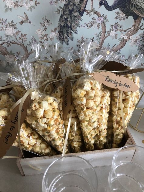 Brown Stickers, Popcorn Party Favors, He Popped The Question, Bake Sale Packaging, Popcorn Favors, Popped The Question, Engagement Party Favors, Favour Bags, Pj Party