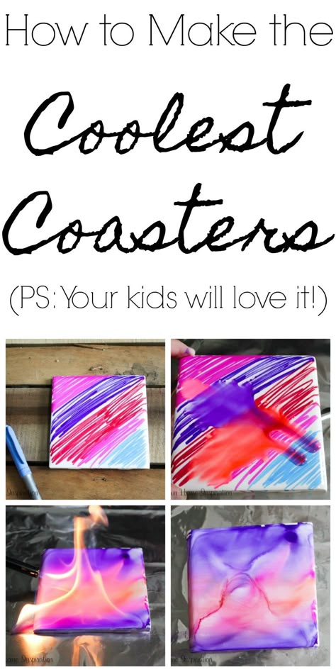 Sharpie Crafts, Coaster Crafts, Cool Coasters, Alcohol Ink Crafts, Ink Crafts, Tile Crafts, Unique Coasters, Astuces Diy, Mason Jar Crafts Diy