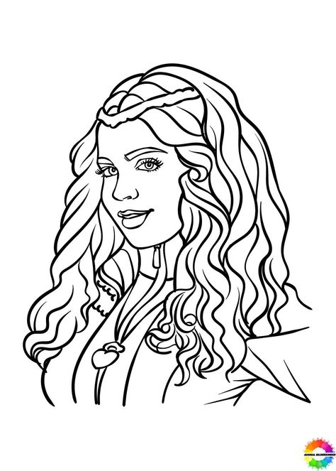 Descendants Crafts, The Descendants Movie, Holidays Coloring Pages, Descendants Coloring Pages, Famous Villains, Ninjago Coloring Pages, Elsa Coloring, Evie Descendants, Elsa Coloring Pages