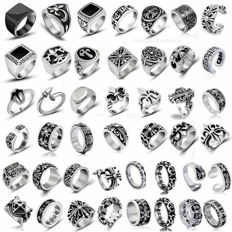 Chrome Hearts Ring Men, Chrome Heart Rings, Chrome Hearts Men, Chrome Hearts Rings, Chrome Rings, Chrome Hearts Ring, Hand Jewelry Rings, Trendy Rings, Grunge Jewelry