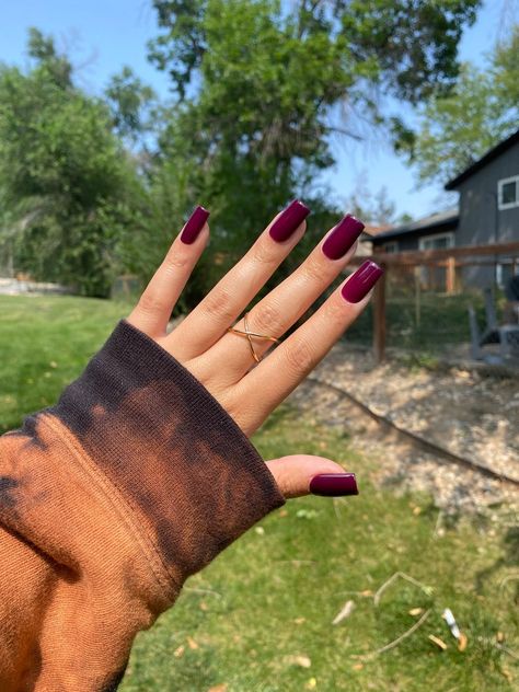 Dark Maroon Autumn Nails Short Square in Picture Fall Nails | Etsy UK Short Square Acrylic Nails Autumn, Autumn Nails One Color, Dark Fall Acrylic Nails, Square Nails Dark Colors, How To Take Pictures Of Nails, Short Square Nails Autumn, Fall Plum Nails, Fall Nails Ideas Autumn Short Square, Autumn Nails Short Square