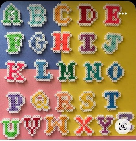 Perler Beads Letters Alphabet, Perler Bead Letters Alphabet, Perler Letters, Perler Bead Alphabet, Bead Alphabet, Mini Hama Beads, Hama Beads Pattern, Hamma Beads Ideas, Easy Perler Bead Patterns