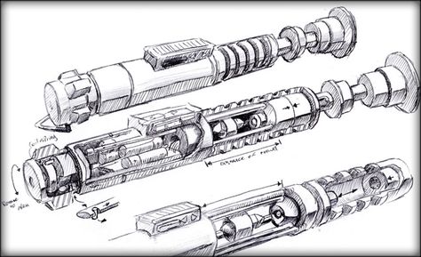 Sabre Lightsaber Sketch, Lightsabers Design, Lightsaber Blueprint, Return Of The Jedi Luke, Jedi Archives, Luke Lightsaber, Lightsaber Tattoo, Star Wars Art Drawings, Lightsaber Hilts