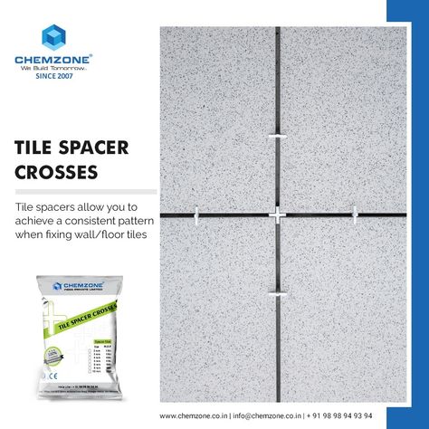 Tile spacers allow you to achieve a consistent pattern when fixing wall/floor tiles For More Details Please Contact us 📲 Call : (M). +91 98 98 94 93 94 | (O). 02765224330 💬 Whatsapp : https://bit.ly/3jrsBgj | 🌐 Website : www.chemzone.co.in #chemzone #chemzoneindia #glitter #Tilespacer #buildingmaterials #construction #architecture #interiordesign #building #design Tile Spacers, Construction Architecture, Wall And Floor Tiles, Floor Tiles, Framed Tv, Building Design, Building Materials, Media Post, Social Media Post