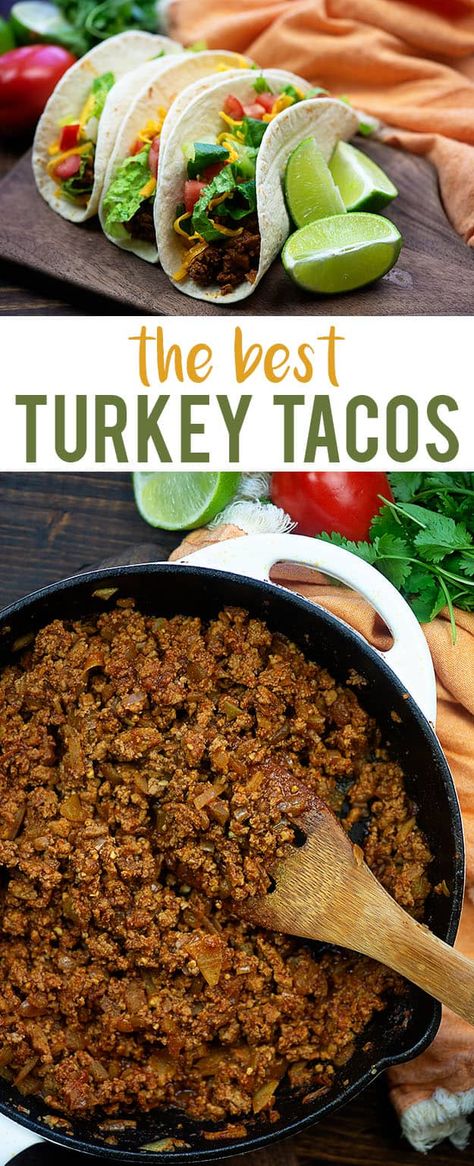 Best Turkey Tacos Recipe, Taco Thanksgiving, Uc Diet, Ground Turkey Taco Recipes, Turkey Tacos Recipes, Ground Turkey Tacos, Hummus Wrap, Healthy Ground Turkey, Turkey Taco