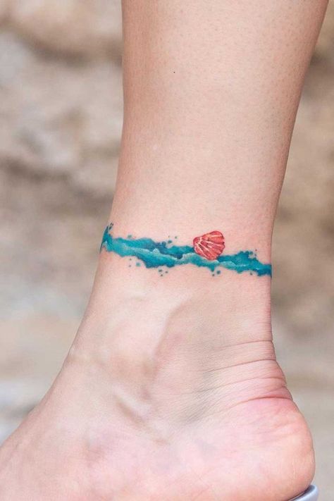 Hai Tattoo, Anklet Tattoos, Beach Tattoo, Zodiac Tattoos, Leg Tattoos Women, Tatuaje A Color, Tattoo Bracelet, Small Tattoos For Guys, Tattoo Cover