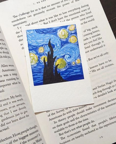 My first attempt at "The Starry Night" by Van Gogh. . . Medium - Acrylic Paints . Follow @thewondercreator for more. . . #starrynight #starrynightvangogh #starrynightpainting #acrylicpainting #polaroidpainting #starrynightpolaroid Easy Starry Night Painting, Starry Night Drawing, Painted Polaroids, Canvas Art Painting Acrylic, Artsy Girl, Starry Night Art, Zen Doodle Patterns, Starry Night Painting, Useful Origami