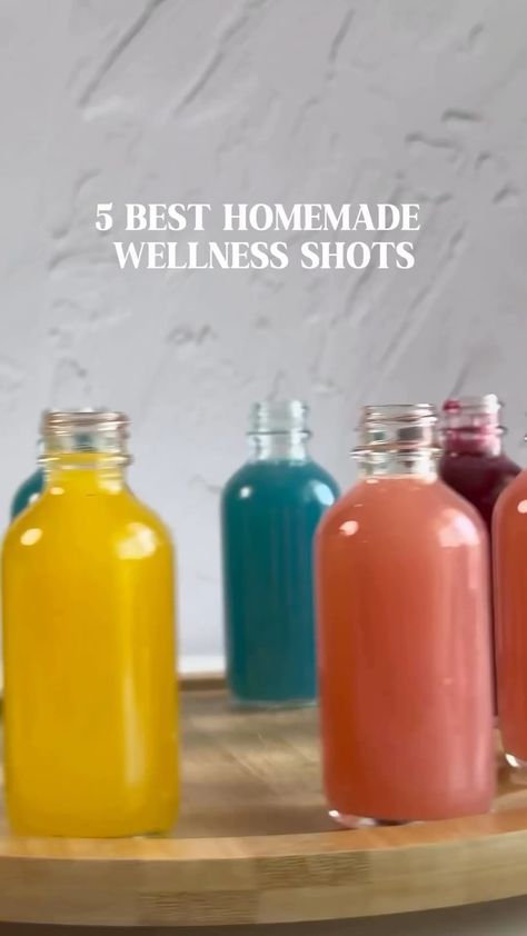 STEPH | SEAMOSS SPECIALIST | SKINCARE | HERBAL REMEDIES 🌿 | Take in the rainbow 🌈 with the 5 Best Homemade Wellness Shots! Packed with nature’s goodness to give you a quick boost! 🥒🍊🍓🍋🍏 Shot 1:... | Instagram Wellness Juice, Quick Smoothies, Healthy Juicer Recipes, Healthy Juice Drinks, Blue Spirulina, Ginger Shot, Wellness Shots, Drink Recipes Nonalcoholic, Energy Booster