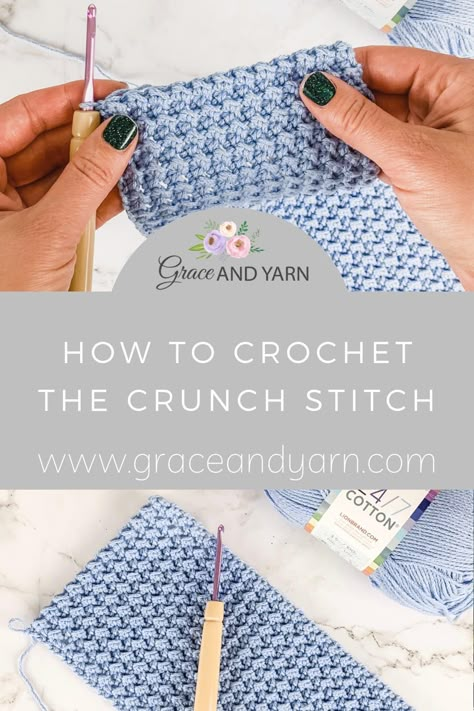 Quick and easy free tutorial to make the beautifully textured crochet crunch stitch! Vanna White Crochet Patterns Projects, Crunch Stitch Crochet Blanket, Crochet Crunch Stitch, Sturdy Crochet Stitch, Crunch Stitch Crochet, Free Knitting Blanket Patterns, Knitting Blanket Patterns, Swiffer Cover, Crochet Dish Cloth Free Pattern