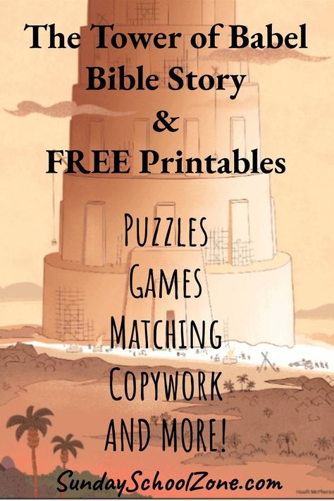 Tower Of Babel Bible Story, Object Lesson On Tower Of Babel, The Tall Tower Bible Craft, Tower Of Babel Object Lesson, Tower Of Babel Word Search, Tower Of Bable Crafts, Tower Of Babel Snack, Tower Of Babel Activity Free Printables, The Tower Of Babel Craft For Kids