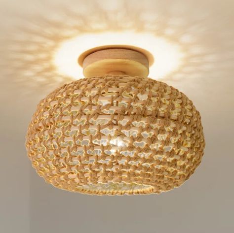 Rattan Flush Mount Vine Ceiling, Bohemian Light Fixtures, Farmhouse Flush Mount Light, Rattan Fixture, Rattan Light Fixture, Hallway Light Fixtures, Boho Lighting, Wooden Canopy, Living Room Light Fixtures