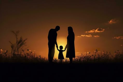 Shadow of Happy family together, parents with their little baby at sunset. A Silhouette of Love and Unity. AI Generative Shadow Family Pictures, Family Silhouette, Silhouette Family, Pretty Nature Pictures, Family Unity, Shadow Images, Mom Dad Baby, Silhouette Pictures, Love Parents