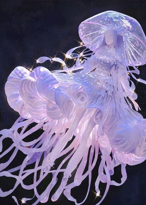 Jellyfish Mermaid Art, Jelly Fish Character Design, Jellyfish Girl Drawing, Jellyfish Fursona, Sea Angel Character Design, Jellyfish Humanoid, Jellyfish Person, Sea Bunny Oc, Jellyfish Creature