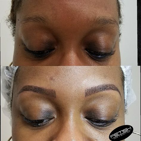 What a difference the perfect set of brows make. I love these results! MICROBLADING at its best Micro Blading Black Women, Microblading Black Women, Microblading Eyebrows Black Women, Micro Blading Eyebrow Shapes, Microblading On Black Women, Micro Blading Eyebrows, Types Of Microblading, Eyebrow Before And After, Phi Brows Microblading Pattern