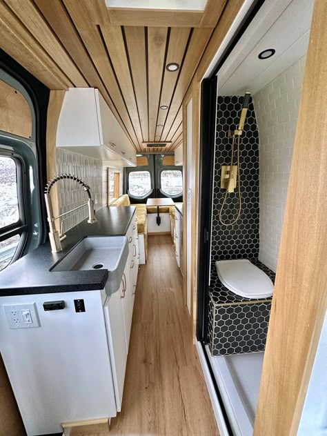 Van Life Blog — Sara & Alex James - Custom Crafted Vans Sprinter Van Interior Design, Modern Van Life, Van House Ideas, Van Life Layout, Van Build Layout, Van Conversion For Family, Van Layouts, Van Life Blog, Alex James