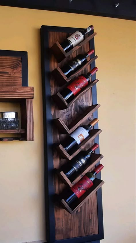 Home Wood Decor Ideas, Wine Bottle Display Ideas, Botelleros Ideas, Wine Holder Ideas, Wall Wine Rack Ideas, Wooden Wine Rack Wall, Modern Wall Wine Rack, Wine Rack Ideas, Wooden Shelf Design