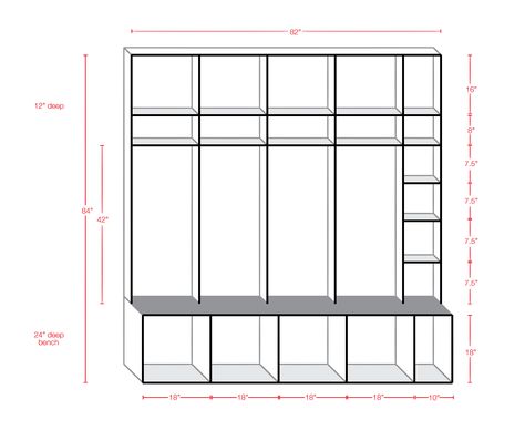 Diy Lockers Mudroom, Mushroom Locker Plans, How To Build Lockers For Mudroom, Mudroom Locker Ideas, Vintage Mudroom, Ski Lockers Mudroom, Mudroom Plans, Mudroom Cabinet Dimensions, Lockers Mudroom