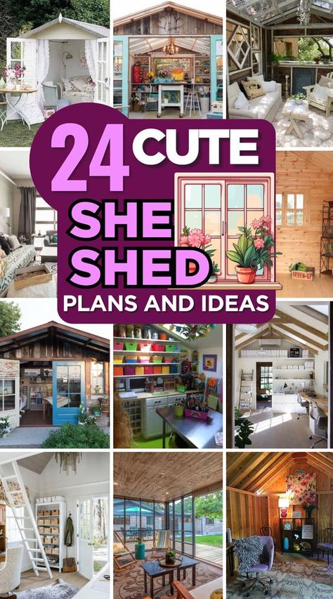 Create the ultimate personal retreat with these she shed projects. A perfect way to carve out some "me time." 10x10 She Shed Ideas Interior, She Shed With Loft Interiors, Bedroom Shed Ideas, Shed Furniture Ideas, Shed Interiors Ideas, She Shed Bakery Ideas, She Sheds On A Budget, She Shed Decorating Ideas Interiors, She Sheds Ideas Backyard Retreat