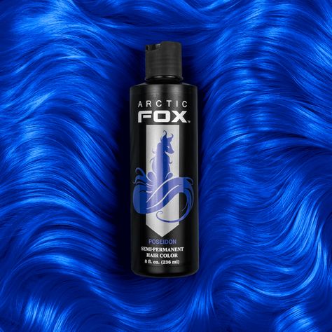 Arctic Fox Semi-Permanent Hair Colors | Semi Permanent Hair Color | Sally Beauty Arctic Fox Poseidon, Fox Hair Dye, Midnight Blue Hair, Arctic Fox Hair Dye, Fox Hair Color, Vegan Hair Dye, Dyed Hair Blue, Fox Hair, Arctic Fox Hair Color