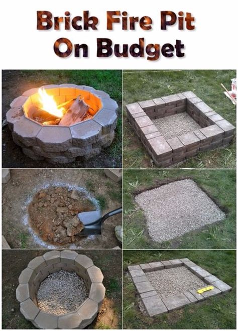 DIY Fireplace Ideas - Brick Firepit On A Budget - Do It Yourself Firepit Projects and Fireplaces for Your Yard, Patio, Porch and Home. Outdoor Fire Pit Tutorials for Backyard with Easy Step by Step Tutorials - Cool DIY Projects for Men and Women http://diyjoy.com/diy-fireplace-ideas Diy Outdoor Fireplace, Diy Projects For Men, Brick Fire Pit, Yard Project, Diy Fire Pit, Diy Fireplace, Backyard Fire, Fireplace Ideas, Diy Pergola