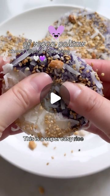 Palitaw Recipe, Ube Mochi, Ube Extract, Vegan Filipino, Sweet Rice, Glutinous Rice Flour, Glutinous Rice, Toasted Sesame Seeds, Grated Coconut