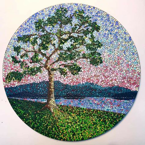 Pointillism Art Ideas, Dot Painting Landscape, Pointalism Art Ideas, Pointilism Art, Pointillism Painting, Pointalism Art, Dotted Drawings, Stippling Art, Art Zine