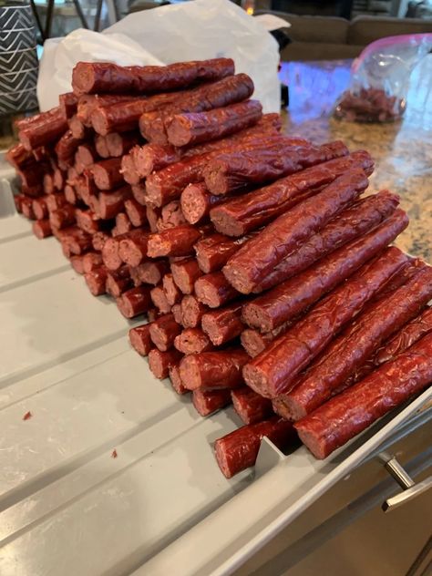 Venison Snack Sausage Sticks Recipe, Venison Snack Stick Recipe, Beef Snack Stick Recipe, Venison Summer Sausage Recipe, Venison Snack Sticks, Snack Stick Recipe, Venison Jerky Recipe, Venison Sausage Recipes, Beef Jerky Sticks