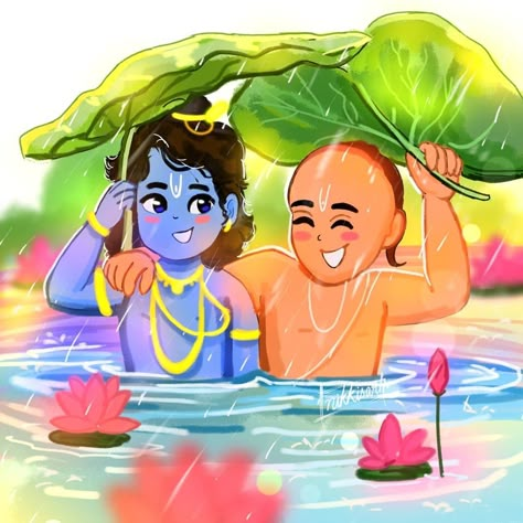 Shri Krishna And Sudama, Cute Krishna Images, Krishna And Sudama, Krishna Sudama, Story Of Krishna, Krishna Drawing, Little Krishna, Goddess Artwork, Ganesha Art