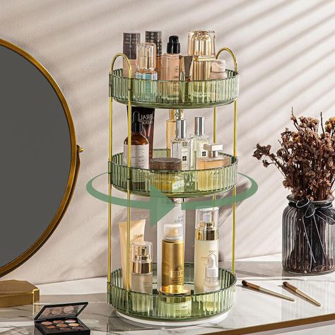 #makeup #makeuporganizer #vanityorganizer #bathroomorganizer #organizer #rotatingorganizer #bathroomcounter Countertop Makeup Organization, Makeup Organization Bathroom, Rotating Makeup Organizer, Perfume Stand, Organize Bathroom Countertop, Perfume Storage, Perfume Organization, Makeup Organization Vanity, Dresser Organization