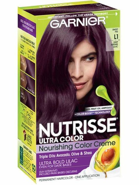 Nutrisse Ultra Color Intense Lilac Hair Color - Sweet Fig - Garnier Hai Color, Permanent Purple Hair Dye, Light Ash Brown Hair Color, Toning Hair, Saeko Busujima, Light Ash Brown Hair, Lilac Hair Color, Dark Hair Dye, Violet Hair Colors