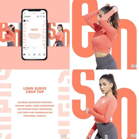 Instagram Post Design for Sports Wear Fashion Social Media Posts Design, Activewear Editorial, Instagram Post Design, Ad Sports, Instagram Message, Post Ad, Sport Outfit Woman, Activewear Brands, Instagram Ads