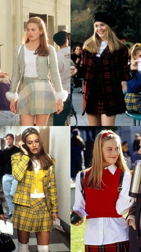 Clueless Party Outfit, Clueless Photoshoot Ideas, Cher Clueless Aesthetic Outfits, 90s Trends Outfits, Preppy 90s Outfits, Clueless Aesthetic Outfits, Clueless Cher Outfits, Cher Outfits Clueless, 90s Outfit Ideas 1990s