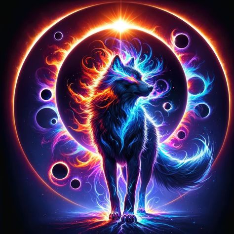 Wolf of the Eclipse #aiart #aiartworks #aiartdaily #generativeart #aiartcommunity #digitalart #generatedart #art #digitalpainting #artist #artwork #digitalartist #characterdesign #characterart #fantasyart #fantasyartwork #fantasy #eclipse #wolfart Wolf Images Spirit Animal, Eclipse Dragon, Wolf Art Fantasy, Galaxy Wolf, Cool Optical Illusions, Animal Mural, Fantasy Wolf, Wolf Wallpaper, Spirit Animal Art