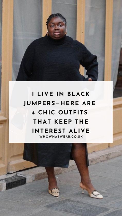 Black Skirt And Jumper Outfit, Collared Jumper Outfit, Maxi Skirt Jumper Outfit, Black Jumper Dress Outfit, Jumper Fall Outfit, Black Midi Jumper Dress, Plus Size Winter Jumper Dress, Jumper Outfit Women, Black Jumper Outfit