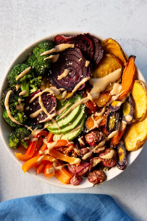 Roasted Veggie Bowl Dressing, Roasted Veggie Glow Bowls, Healthy Bowl Dressing, Turkey Veggie Bowl, Tahini Power Bowl, Roasted Veggie Grain Bowl, Roasted Veggie Buddha Bowl, Grilled Veggie Bowl, Tahini Bowl Recipe