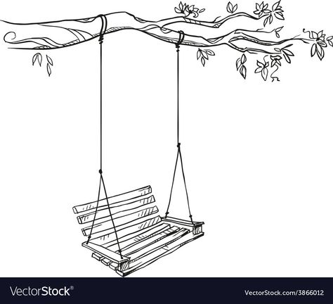 Swing Tattoo, Wood Tattoo, Picnic Inspiration, Tire Swing, Bed Swing, Angel Tattoo, Swing Set, Tattoo Stencils, Doodle Drawings