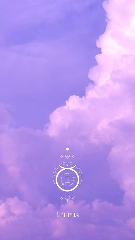 Taurus aesthetic astrology pastel cloud theme for phone (iphone and android wallpaper Theme For Phone, Taurus Wallpaper, Taurus Logo, Taurus Aesthetic, Zodiac Aesthetic, Taurus Art, Light Purple Wallpaper, Cloud Theme, Astrology Taurus