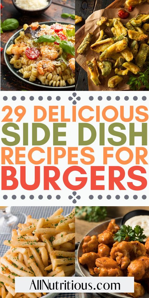 You can easily take your BBQ burgers to a whole new level when you check out these best sides for burgers. These burger side dishes are delicious and flavorful. Try these burger sides and enjoy more delicious BBQ with friends and family. These make for great lunch and dinner recipe. Salads That Go With Burgers, Burgers Sides Dishes, Burger Lunch Ideas, Cheeseburger Sides Dishes, Veggie Burger Sides, Potato Sides For Burgers, Best Sides With Burgers, Sides For Steak Sandwiches, Chicken Burger Sides