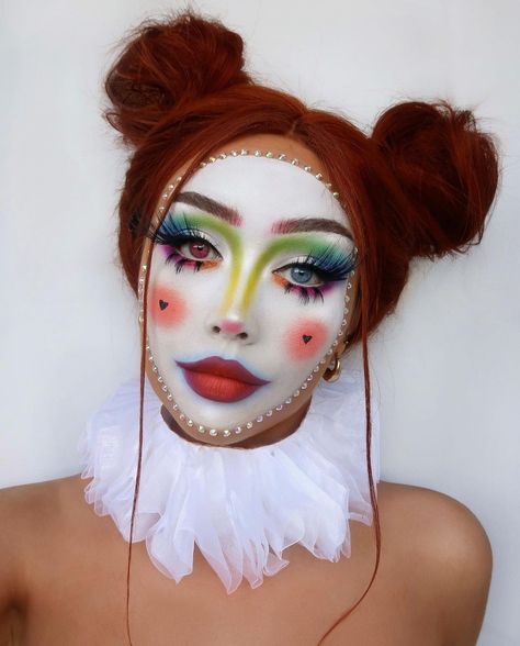 Cute Clown Makeup, Circus Makeup, Festive Makeup, Halloween Makeup Clown, Holloween Makeup, Drag Make-up, Creepy Halloween Makeup, Cute Halloween Makeup, Halloween Makeup Pretty