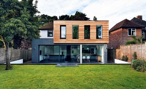 24 Modern Extension Design Ideas | Homebuilding & Renovating Rear Extension Ideas, Dormer Bungalow, Bungalow Extensions, Flat Roof Extension, Cottage Extension, House Extension Plans, Cladding Design, Roof Extension, Modern Extension