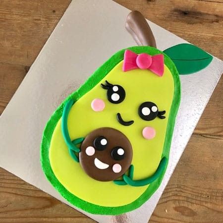 Avocado Birthday Cake Ideas, Guac Will It Be Gender Reveal, Avocado Shaped Cake, Avocado Theme Cake, Avocado Gender Reveal, Avocado Cake Design, Avocado Baby Shower Theme, Avocado Birthday Cake, Avocado Cakes