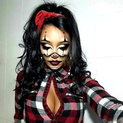 Gangsta Clown Makeup, Chola Costume, Chola Makeup, Girl Halloween Makeup, Gangster Clown, Halloween Makeup Clown, Clown Halloween Costumes, Chola Girl, Holloween Makeup