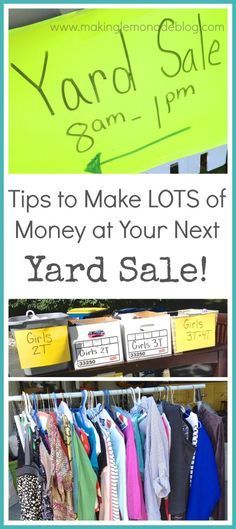 How to Have a WILDLY Successful Yard Sale! I made almost $1000 at my last yard sale by following these tips and tricks for making the most from selling off uneeded and outgrown items. Check out the secrets at www.makinglemonadeblog.com! #yardsale #frugal #garagesale Garage Sale Ideas, Yard Sale Ideas, Yard Sale Tips, Garage Sale Tips, Rummage Sale, Sale Sign, Sale Ideas, Yard Sales, Up House