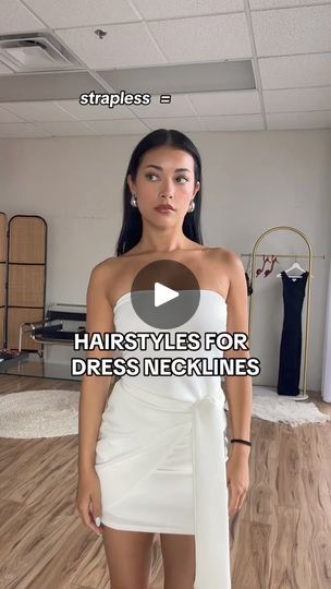 670K views · 4.9K reactions | It’s all about the hair🍸⭐️ how I style my hair with different dress necklines #hairstyles #hairinspo #hairhack #hairhacks | American Threads Dress Neckline Hairstyle Guide, Hairstyles For Different Dress Necklines, Dress And Hairstyle Guide, Cowl Neck Hairstyle, Hairstyle For Neckline, Different Dress Necklines, Hairstyles For Dress Types Neckline, Neckline Hairstyles Guide, Neckline Guide