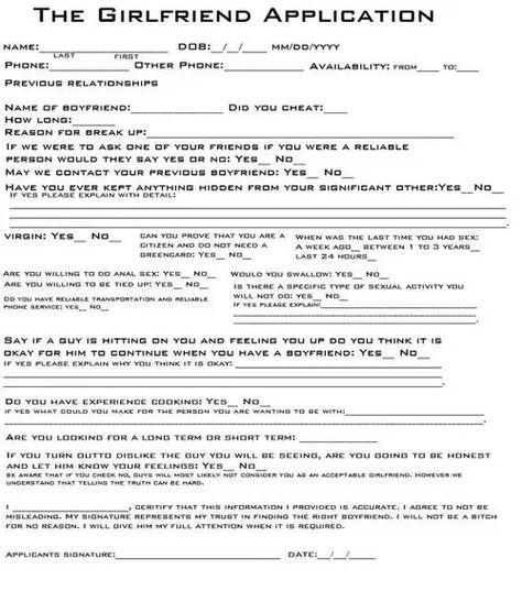 The girlfriend application Cuddle Buddy Application, Best Friend Application, Girlfriend Application, Boyfriend Application, Relationship Contract, Friend Application, Michael Morgan, Apps For Girls, Dating Application