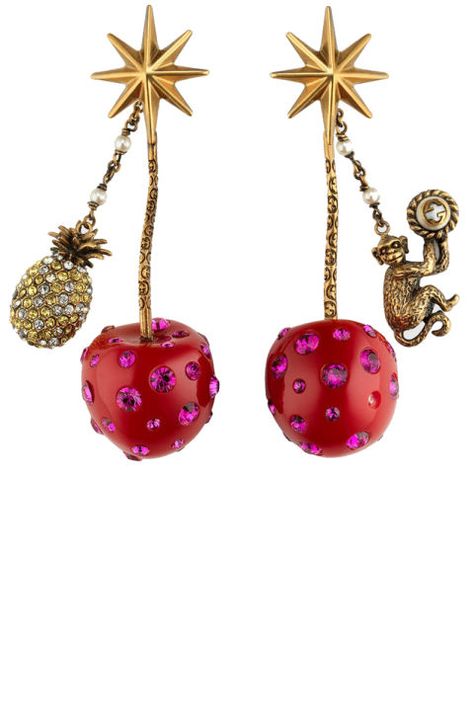 12 stunning statement earrings for this spring: Gucci Cherry, Gucci Earrings, Pineapple Jewelry, Pineapple Earrings, Cherry Earrings, Red Pendants, Gucci Jewelry, Red Jewelry, Earrings Accessories