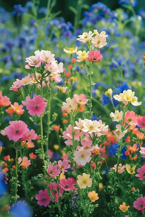 Uk Spring Flowers, Wild Flower Photography, Colorful Flowers Aesthetic, Ocean Flowers, Spring Foliage, Fields Of Flowers, Colorful Photography, Field Flowers, Spring Wildflowers