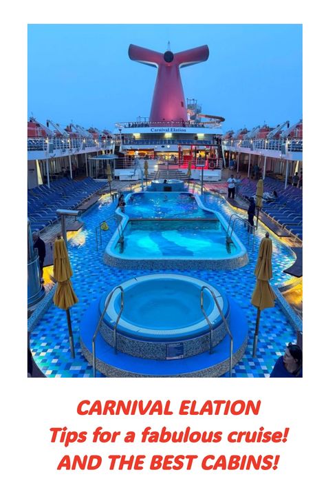 Pool deck with Carnival Elation tail fin. Carnival Elation Cruise, Carnival Elation, Carnival Cruise Tips, Cruise Kids, Cruise Pictures, Water Station, Carnival Cruise Line, The Carnival, Carnival Cruise