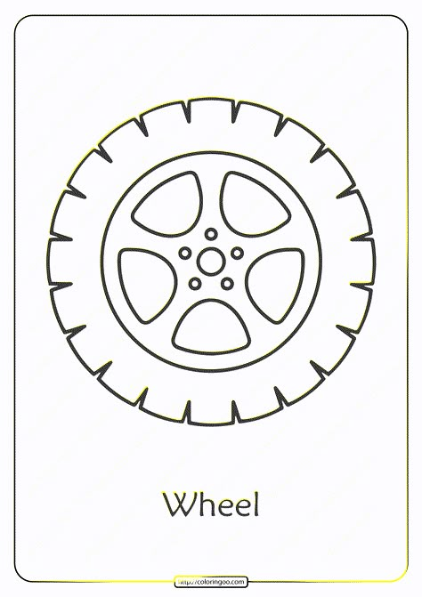 Wheel is a circular block of a hard and durable material at whose center has been bored a circular hole through which is placed an axle bearing #free #printable #car #wheel #outline #pdf #worksheet #drawing Car Tire Drawing, Car Wheel Drawing, Car Template Free Printable, Tire Drawing, Wheels Drawing, Wheel Drawing, Wheel And Axle, Wheel Painting, Hot Wheels Themed Birthday Party