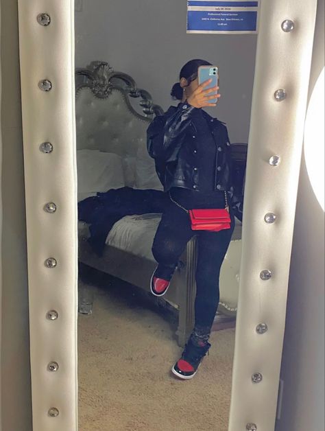 Bred Jordan 1 Outfit Women, Outfits With Patent Bred 1s, Bred Patent 1s Outfit, Red 1s Outfit, Jubilee 11s Outfit Women, Patent Bred 1s Outfit Girl, Casual College Outfits Black, Outfit With Jordan 1 Women, Jordan Outfit Black Women